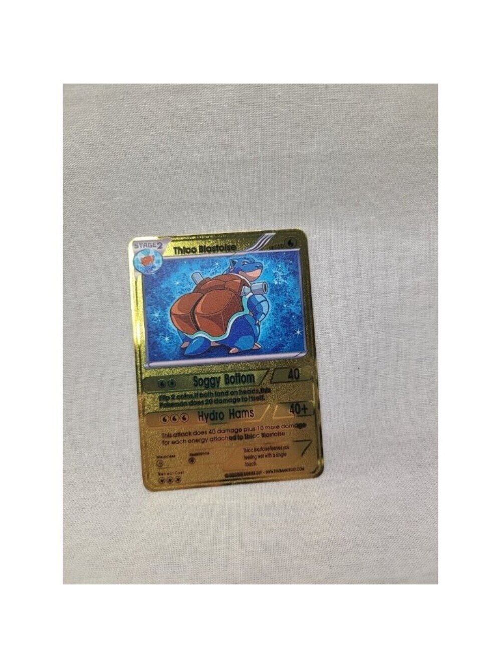 Thicc Blastoise Gold Metal Card- Brand new- Funny Gag Gift